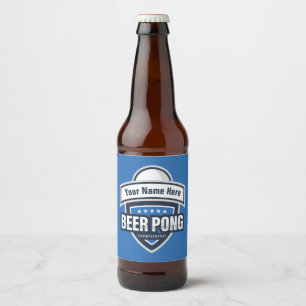 Customisable Beer Pong Championship Logo Beer Bottle Label