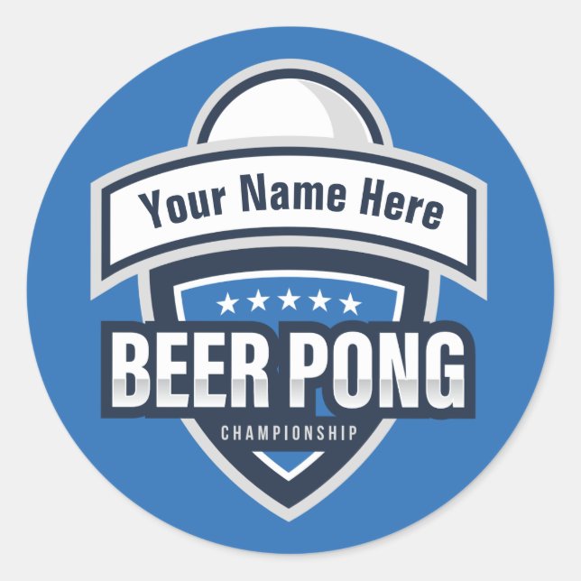Customisable Beer Pong Championship Logo Classic Round Sticker (Front)