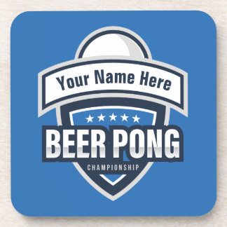 Customisable Beer Pong Championship Logo Coaster