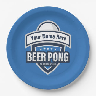 Customisable Beer Pong Championship Logo Paper Plate