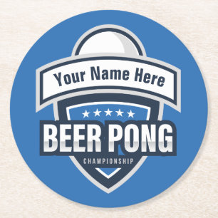 Customisable Beer Pong Championship Logo Round Paper Coaster