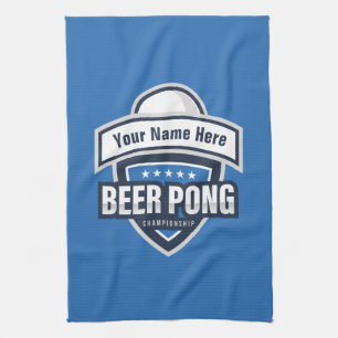 Customisable Beer Pong Championship Logo Tea Towel