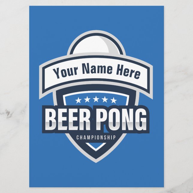 Customisable Beer Pong Championship Rules Card (Front)