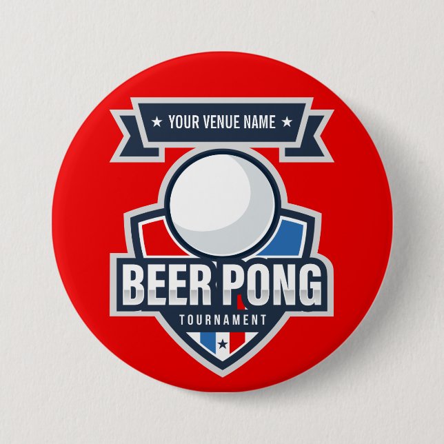 Customisable Beer Pong Tournament Logo 7.5 Cm Round Badge (Front)