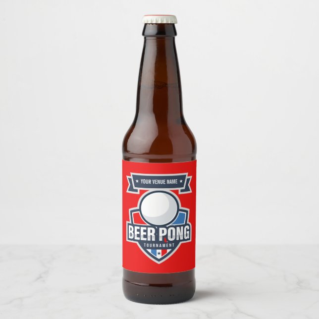 Customisable Beer Pong Tournament Logo Bottle Label (Front)