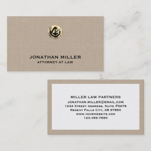 Customisable Beige Linen Print Attorney Business Card