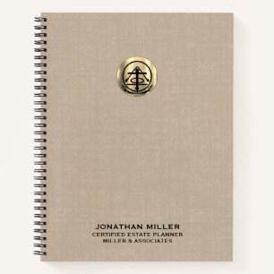 Customisable Beige Linen Print Professional Notebook