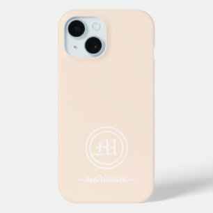 Customisable Beige Phone Case with Monogram