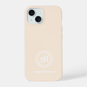 Customisable Beige Phone Case with Monogram