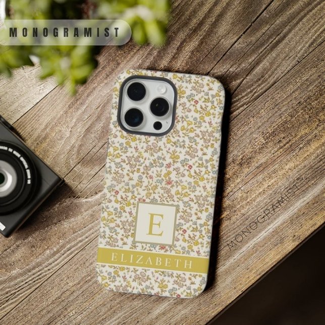 Customisable Beige Tan Floral Yellow Flowers iPhone Case (Customizable Beige Tan Floral Yellow Flowers iPhone Case)