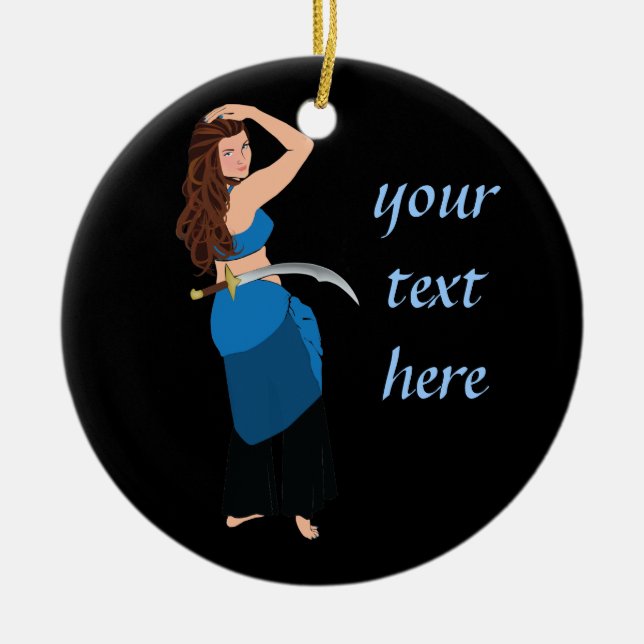 Customisable belly dancer ceramic tree decoration (Front)