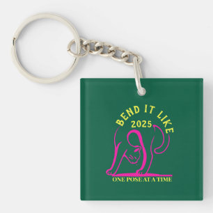 Customisable "Bend It Like 2025" Yoga Cat Key Ring