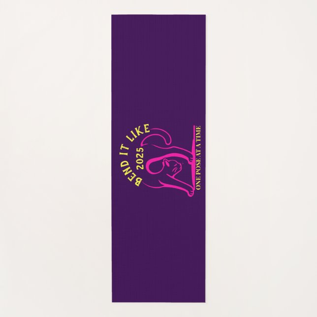 Customisable "Bend It Like 2025" Yoga Cat Mat (Front)