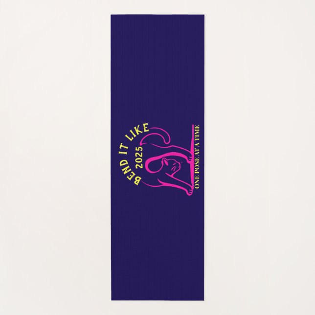 Customisable "Bend It Like 2025" Yoga Cat Mat (Front)