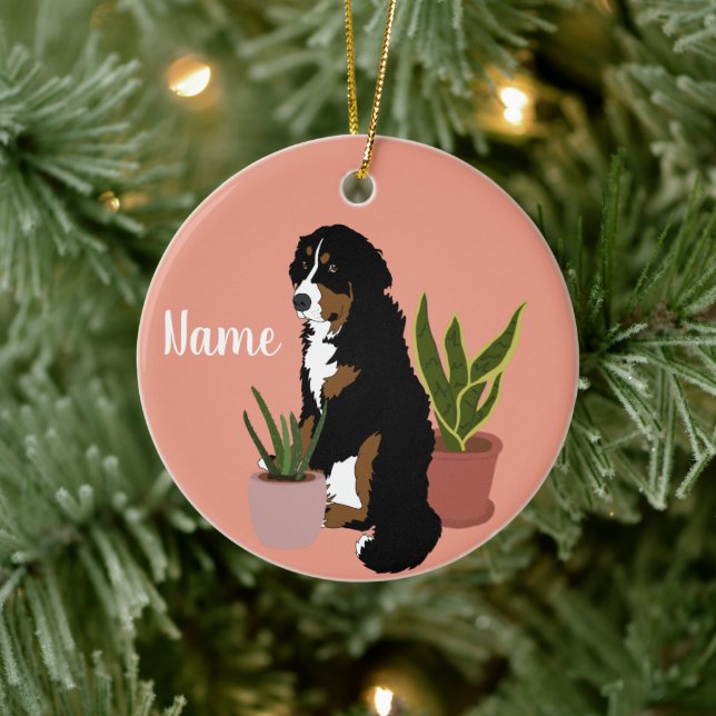 Customisable Bernese Mountain Dog Ceramic Tree Decoration (Tree)