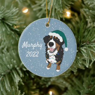 Customisable Bernese Mountain Dog Ceramic Tree Decoration