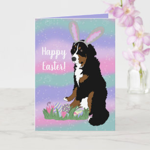 Customisable Bernese Mountain Dog Easter Card