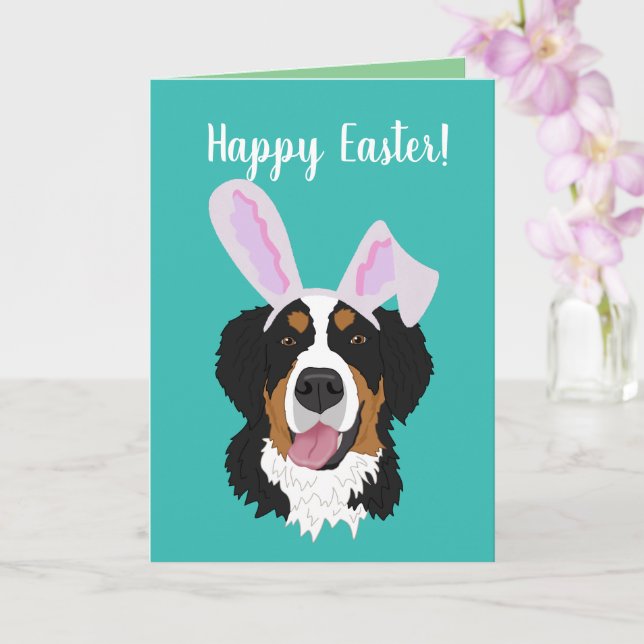 Customisable Bernese Mountain Dog Easter  Card (Orchid)