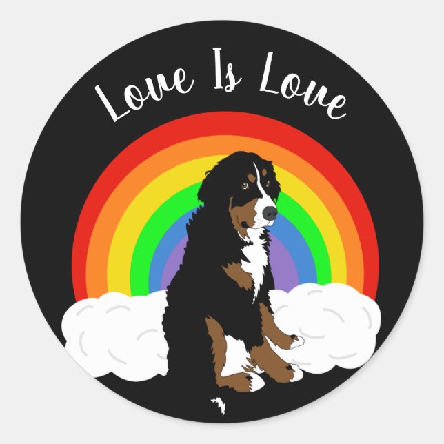 Customisable Bernese Mountain Dog Gay Pride Classic Round Sticker (Front)