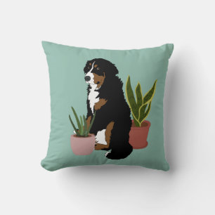 Customisable Bernese Mountain Dog Houseplants Cushion