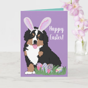 Customisable Bernese Mountain Dog Puppy Easter Card