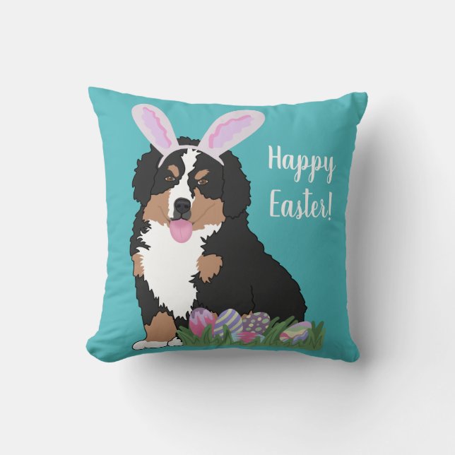 Customisable Bernese Mountain Dog Puppy Easter Cushion (Front)