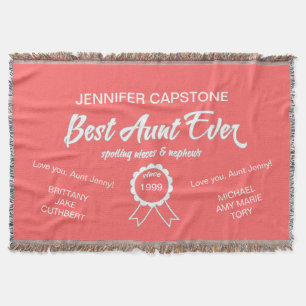 Customisable Best Aunt Ever Throw Blanket