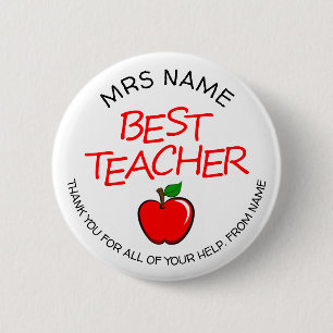 Customisable Best Teacher Button Badge