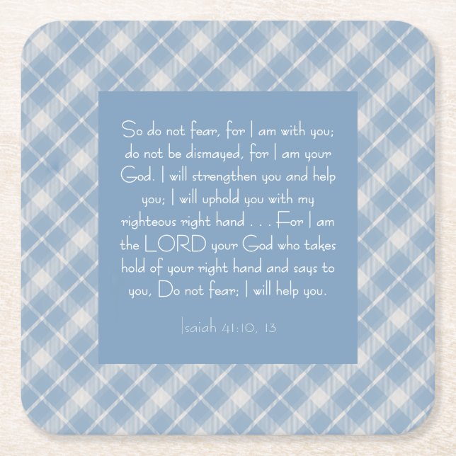 Customisable Bible Verse Isaiah 41:10, 13  Square Paper Coaster (Front)