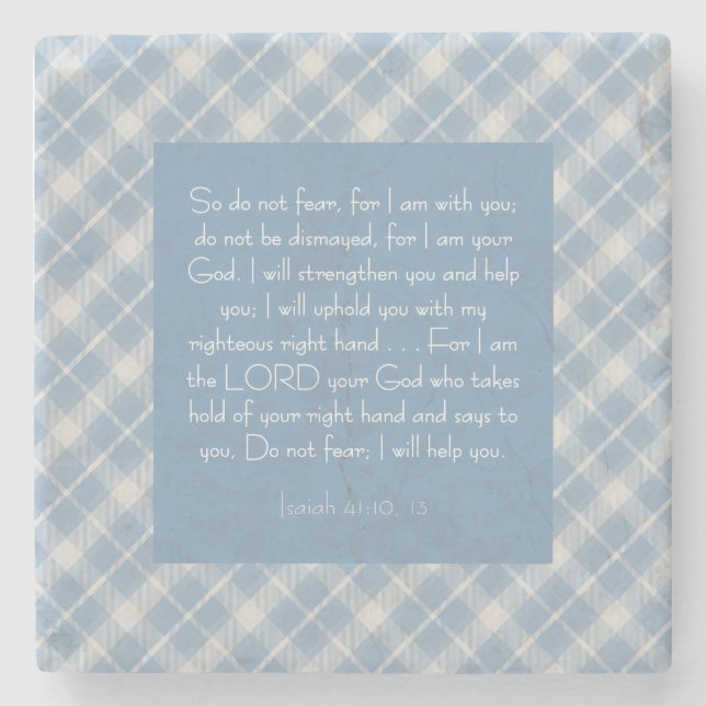 Customisable Bible Verse Isaiah 41:10, 13  Stone Coaster (Front)