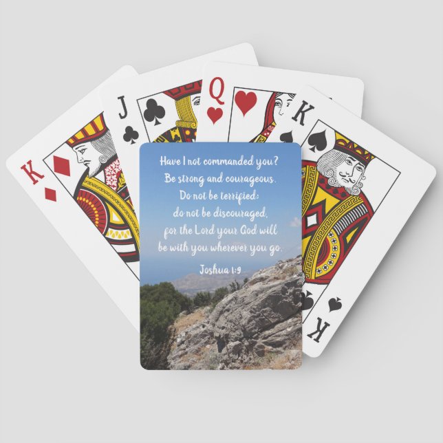 Customisable Bible Verse Mountain view Playing Cards (Back)