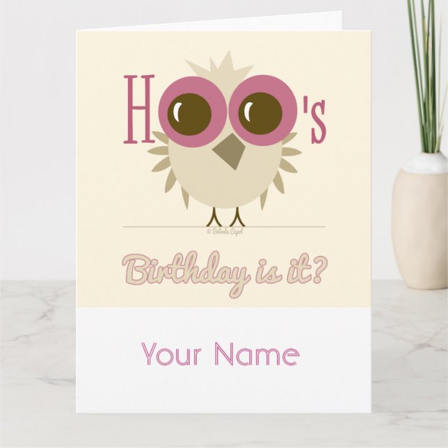 Customisable Big Bird Owl Birthday Greeting Cards (Front)