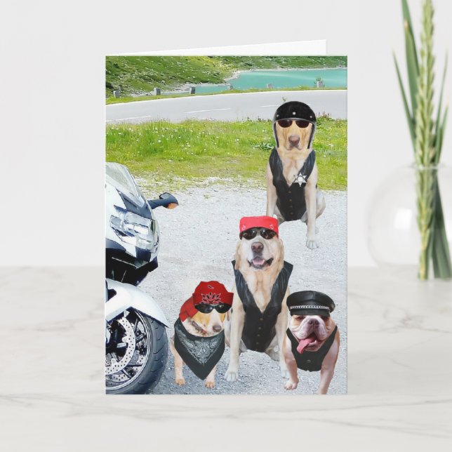 Customisable Biker Dogs Birthday Card (Front)