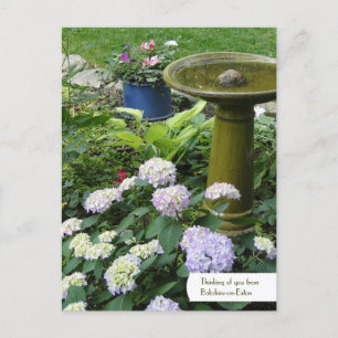Customisable Birdbath & English Garden Postcard