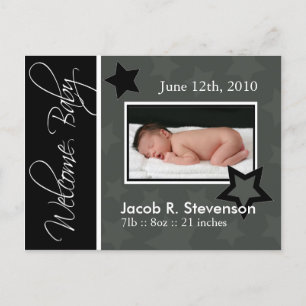 Customisable Birth Announcement Postcard