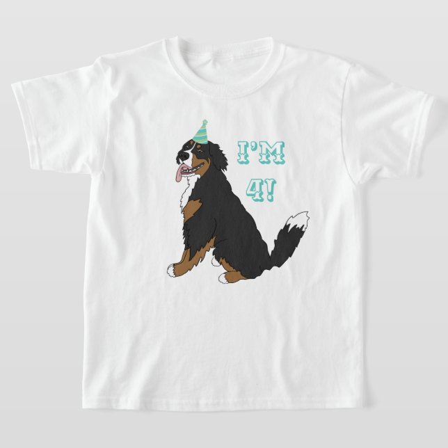 Customisable Birthday Age Bernese Mountain Dog  T-Shirt (Laydown)