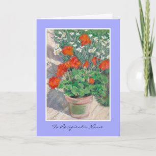 Customisable Birthday Card - Red Geraniums