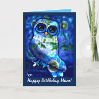 Customisable Birthday Card- Whimsical Abstract Owl
