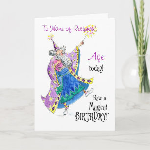 Customisable Birthday Card with Magician