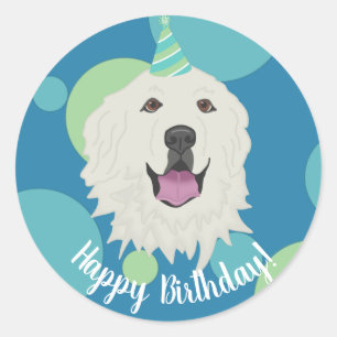 Customisable Birthday Great Pyrenees   Classic Round Sticker