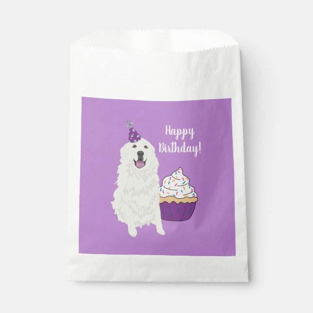 Customisable Birthday Great Pyrenees Mountain Dog  Favour Bags (Front)