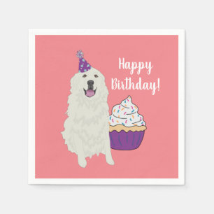 Customisable Birthday Great Pyrenees Mountain Dog Napkin