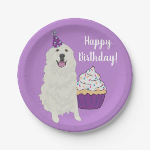 Customisable Birthday Great Pyrenees Mountain Dog  Paper Plate