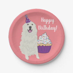 Customisable Birthday Great Pyrenees Mountain Dog Paper Plate