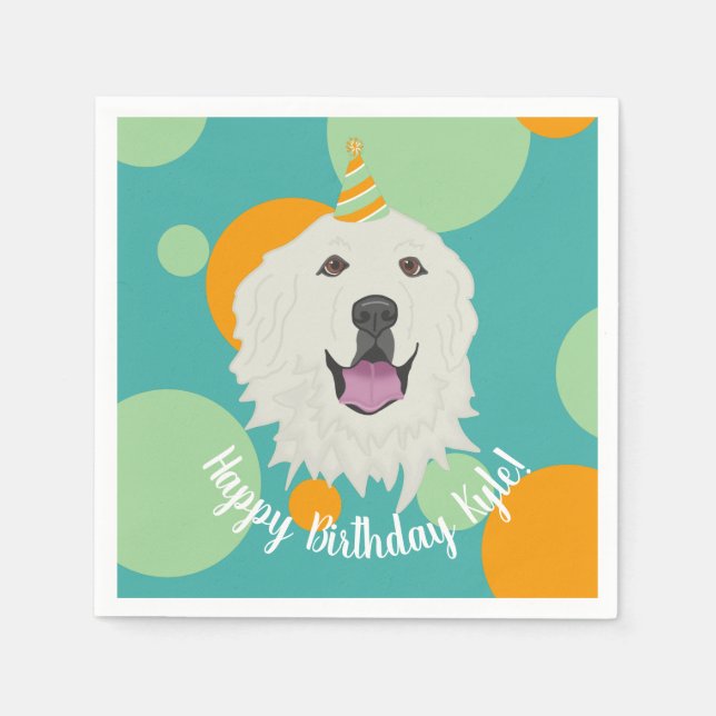 Customisable Birthday Great Pyrenees Napkin (Front)