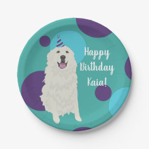 Customisable Birthday Great Pyrenees Paper Plate