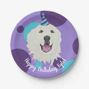 Customisable Birthday Great Pyrenees  Paper Plate