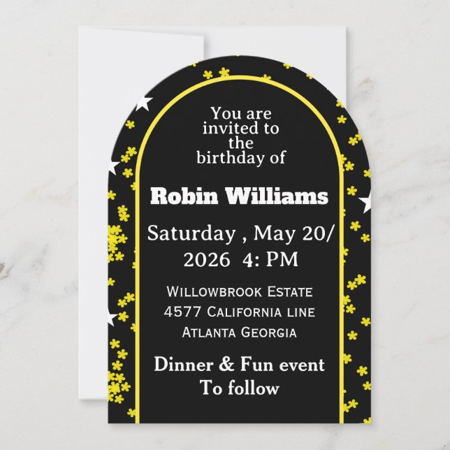 Customisable Birthday Invitation | Elegant Party  (Front)