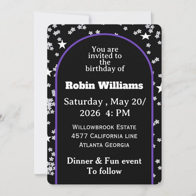 Customisable Birthday Invitation | Elegant Party (Front)
