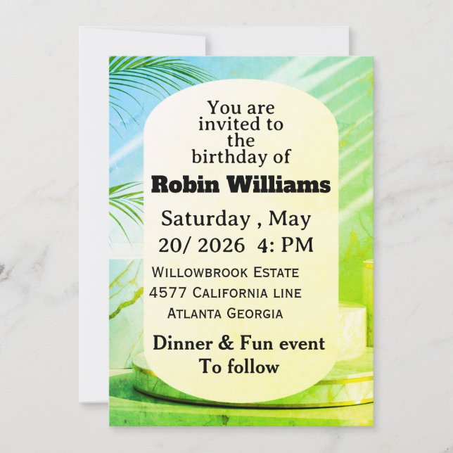 Customisable Birthday Invitation for adults  (Front)